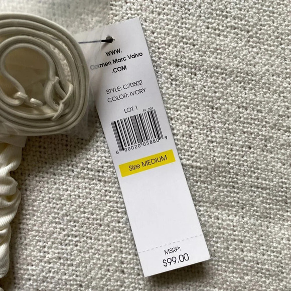 CARMEN Marc Valvo Cream Yellow Tankini Halter Two Piece Swimsuit Size M - Picture 5 of 7